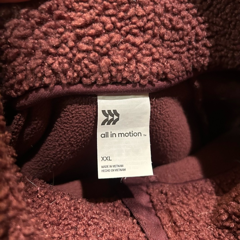 All in Motion Maroon Sherpa Fleece Jacket. Womens XXL - Picture 9 of 11